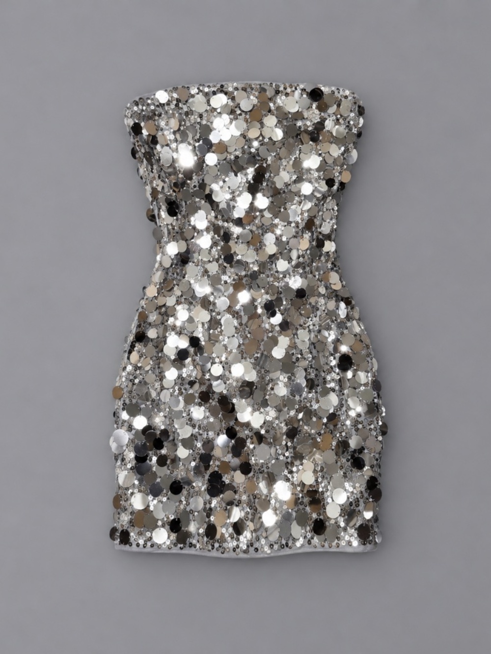 Daring Authority Silver Sequin Strapless Dress – Size M – NWT